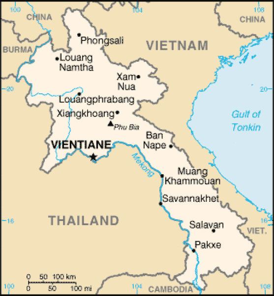 Map of Laos. Terrain, area and outline maps of Laos - CountryReports