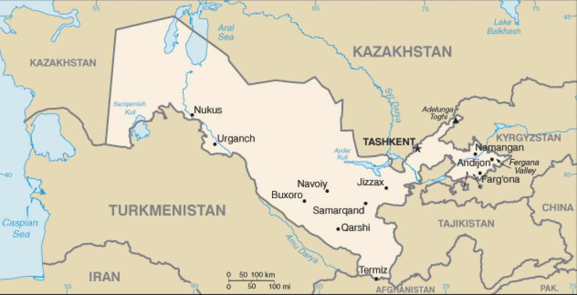 Map of Uzbekistan. Terrain, area and outline maps of Uzbekistan CountryReports