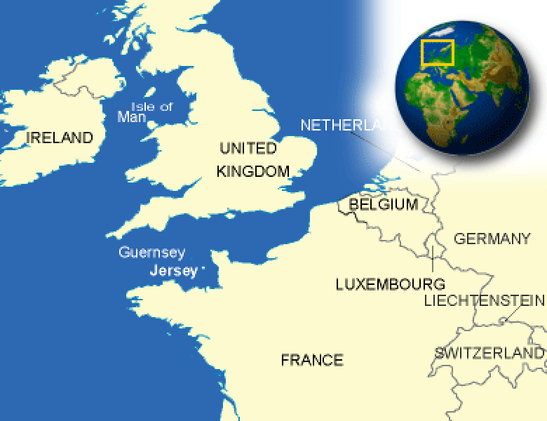 Jersey map. Terrain, area and outline 