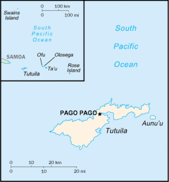 American Samoa map. Terrain, area and outline maps of American Samoa