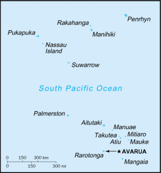 Cook Islands map. Terrain, area and