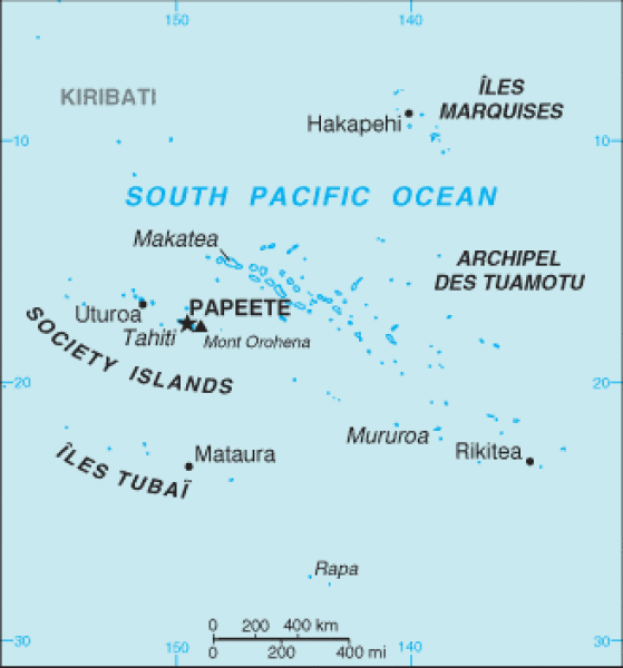 French Polynesia map. Terrain, area and outline maps of French