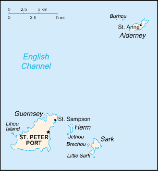 Guernsey map. Terrain, area and outline maps of Guernsey