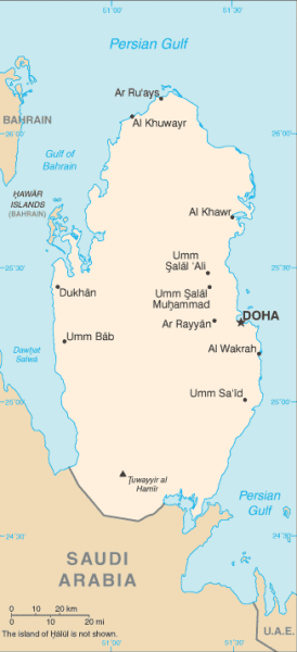 Qatar Map Terrain Area And Outline Maps Of Qatar Countryreports